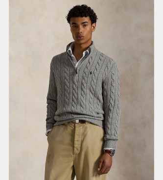 Polo Ralph Lauren para hombre. 710810841002 Jersey de algodón en punto de ochos gris (L), Casual