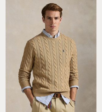 Polo Ralph Lauren para hombre. 710775885014 Jersey de algodón en punto de ochos marrón (M), Casual