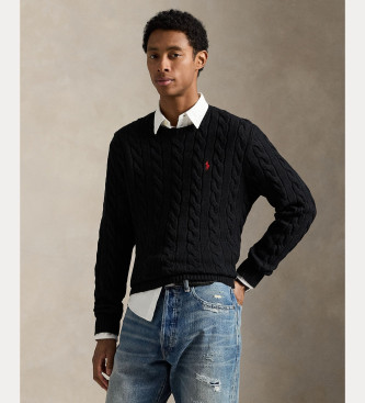 Polo Ralph Lauren para hombre. 710775885012 Jersey de algodón en punto de ochos negro (L), Casual