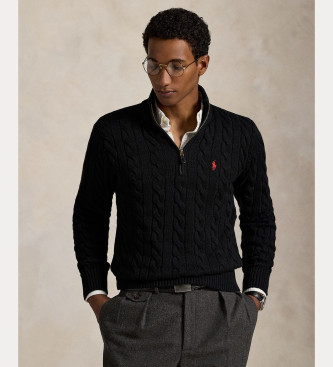 Polo Ralph Lauren para hombre. 710810841006 Jersey de algodón en punto de ochos negro (M), Casual