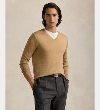 Polo Ralph Lauren Para Hombre. 710946142009 Jersey De Lana Lavable Slim Fit Beige (Xl), Casual-image