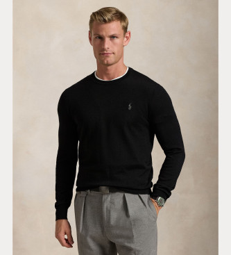 Polo Ralph Lauren para hombre. 710946143004 Jersey de lana lavable Slim Fit negro (L), Casual