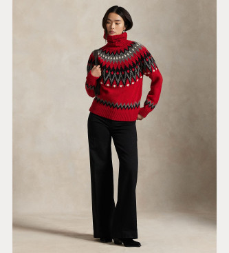 Polo Ralph Lauren para mujer. 211978318001 Jersey de mezcla de lana Fair Isle (M), Rojo, Casual