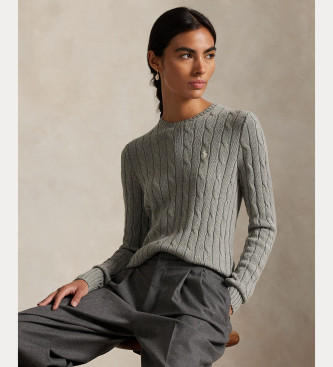 Polo Ralph Laurenvoor vrouwen. 211971795001 Grijze geknoopte trui (XS), Casual, Grijs, Katoen