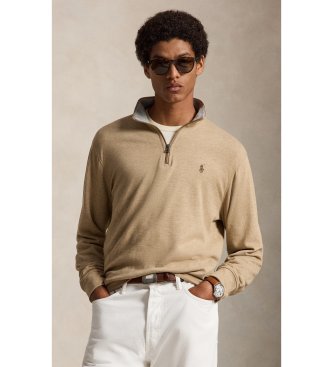 Polo Ralph Lauren Jersey de punto con cremallera corta marrón