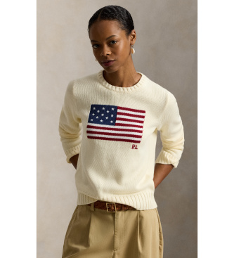 Para mujer. 211896939002 Jersey Flag de algodón beige (XS), Casual, Manga larga