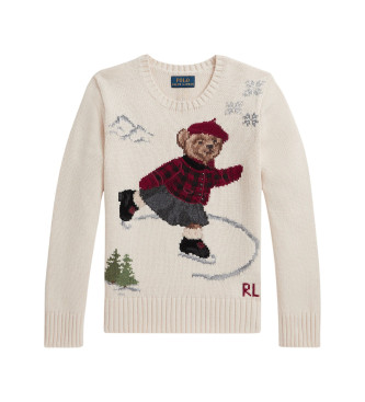 Polo Ralph Lauren para niña. 313980680001 Jersey Polo Bear Crewneck beige (12/14Años=144/154cm), Casual, Algodón, moda infantil