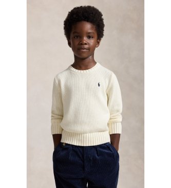 Polo Ralph Lauren Jersey unisex de algodón con cuello redondo blanco crema (4años= 109/116cm)
