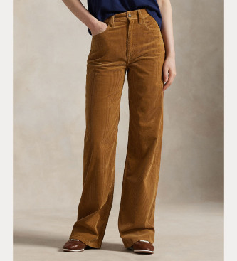 Polo Ralph Lauren para mujer. 211A87463004 Pantalón ancho de pana marrón (44), Casual, Algodón