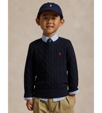 Polo Ralph Lauren para niño. 322702674060 Jersey de algodón en punto de ochos marino (7años=124/134cm), Azul, Casual, moda infantil