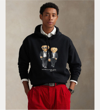 Polo Ralph Lauren para hombre. 710981802001 Sudadera con capucha Ralph & Ricky Bear negro (M), Casual, Algodón