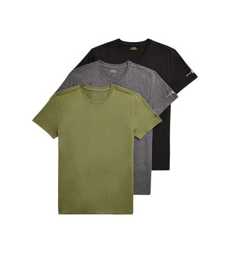 Polo Ralph Lauren para hombre. 714965508003 Set de tres camisetas verde, gris, negro (M), Casual, Algodón, Manga corta