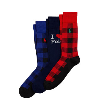 Pack 3 Pares de Calcetines I Love Polo azul, rojo (43-46), Homewear, Algodón, Polo Ralph Lauren