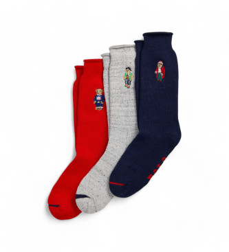 Pack 3 pares de calcetines Polo Bear marino, gris, rojo (43-46), Homewear, Algodón, Polo Ralph L