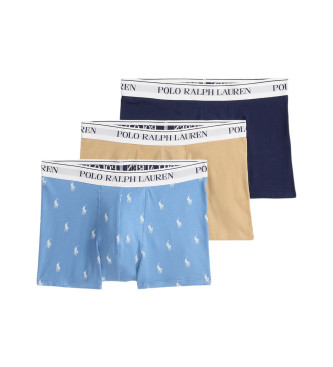 Polo Ralph Lauren para hombre. 714830299169 Paquete de 3 bóxers clásicos de algodón azul, marrón, marino (M), Homewear, Multicolor