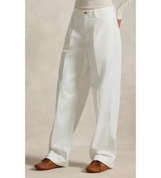Polo Ralph Lauren Pantalón relajado de algodón con pinzas blanco roto