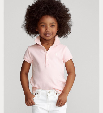 Polo de piqué de algodón elástico rosa (5años= 109/116cm), Casual, Manga corta, moda infantil