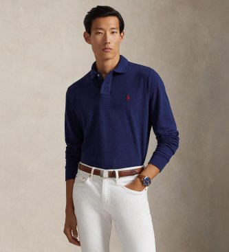 Polo Ralph Lauren Per Uomo. 710680790046 Polo In Piqué Slim Fit Blu Scuro Personalizzata (L), Casual, Cotone, Manica Lunga, Navy