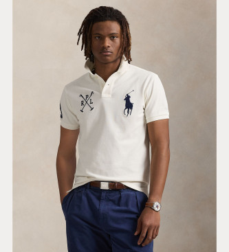 Polo Ralph Lauren para hombre. 710978082002 Polo Custom Slim Fit con Big Pony blanco (S), Casual, Algodón, Manga corta