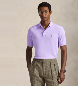 Polo Ralph Lauren para hombre. 710704319501 Polo de algodón suave Custom Slim Fit lila (L), Casual, Manga corta