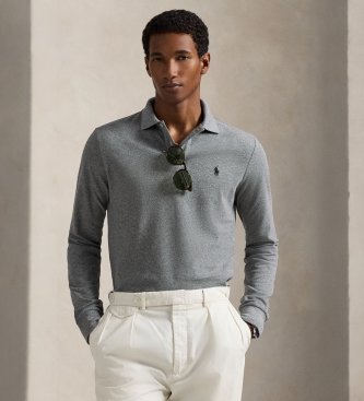Polo Ralph Lauren Per Uomo. 710680790003 Polo In Piqué Slim Fit Personalizzata Grigia (M), Casual, Grigio, Cotone, Manica Lunga