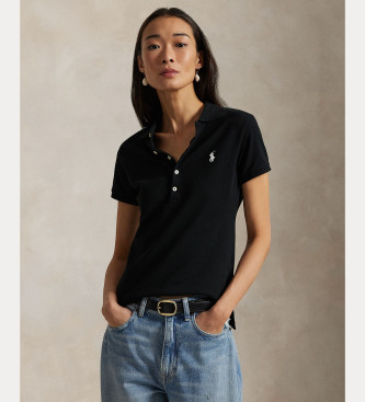 Polo Ralph Lauren para mujer. 211870245005 Polo elástico Slim Fit negro (S), Casual, Algodón, Manga corta