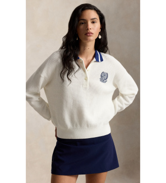 Polo Ralph Lauren för kvinnor. 211B15796001 Wimbledon polotröja vit (S), Casual, Bomull, Lång ärm