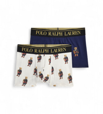 Polo Ralph Lauren para hombre. 714843425013 Set 2 bóxers de algodón con elástico marino, blanco (M), Homewear