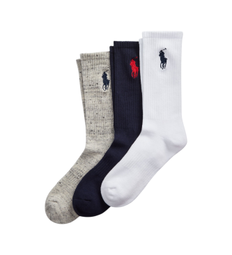 Polo Ralph Lauren para hombre. 449865823003 Set 3 Calcetines Big Pony gris, marino, blanco (OSFA), Homewear