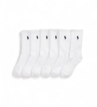 Polo Ralph Lauren para niño. 444974056001 Set 6 pares de calcetines de media caña blanco (9/11), Homewear, Algodón, moda infantil