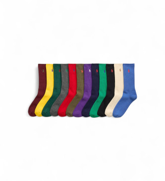 Polo Ralph Lauren para hombre. 449958849001 Set de 12 calcetines con caballo multicolor (10/13), Homewear, Algodón