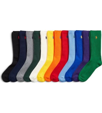 Polo Ralph Lauren para hombre. 449958849002 Set de 12 pares de calcetines con caballo
multicolor (43-46), Homewear, Algodón