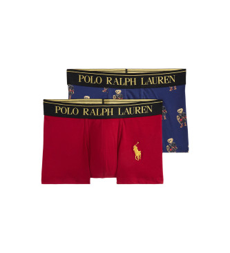Polo Ralph Lauren para hombre. 714843425014 Set de 2 bóxers de algodón con elástico rojo, azul (S), Negro, Homewear