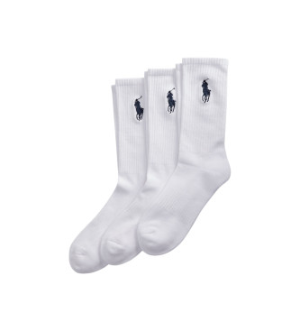 Polo Ralph Lauren para hombre. 449858064001 Set de 3 calcetines Logo Crew blanco (40-45), Homewear, Algodón