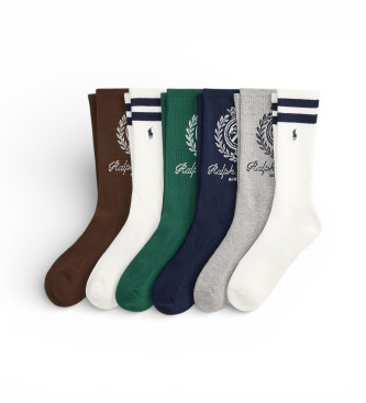 Polo Ralph Lauren para hombre. 449P11896001 Set de 6 calcetines multicolor (OSFA), Homewear, Algodón