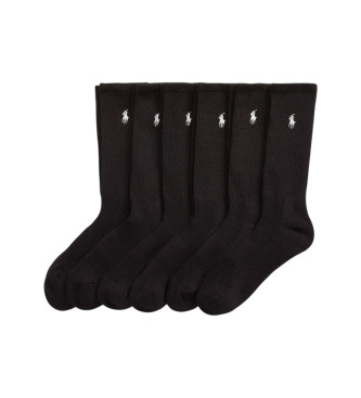 Polo Ralph Lauren para hombre. 449943676002 Set de 6 calcetines negro (OSFA), Homewear, Algodón