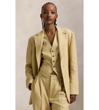 Polo Ralph Lauren för kvinnor. 211A96189001 Hemp enkelknäppt kavaj beige (44), Casual, Lino, Klassisk