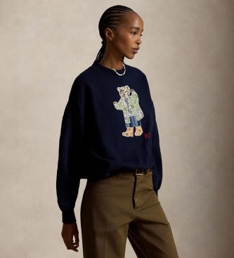 Sweatshirt i bomull med marinblå Bear Polo