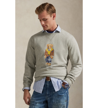 Polo Ralph Lauren para hombre. 710P04977002 Sudadera de felpa con Polo Bear gris (L), Casual, Algodón