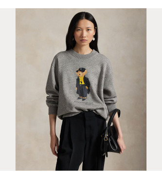 Polo Ralph Lauren para mujer. 211A87104001 Sudadera de felpa con Polo Bear gris (XS), Casual, Algodón