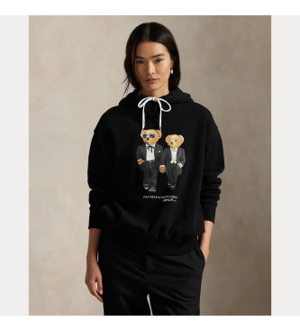 Polo Ralph Lauren para mujer. 211A87106001 Sudadera de felpa con Polo Bear negro (M), Casual, Algodón