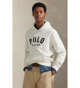 Polo Ralph Lauren para hombre. 710P04872005 Sudadera de felpa RL con logotipo blanco roto (XS), Casual, Algodón