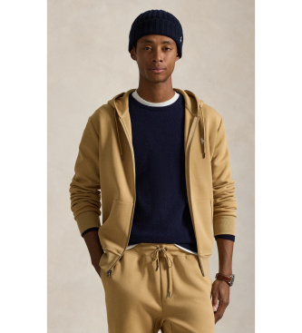 Polo Ralph Lauren para hombre. 710881517090 Sudadera de punto doble y cremallera beige (XL), Casual, Algodón