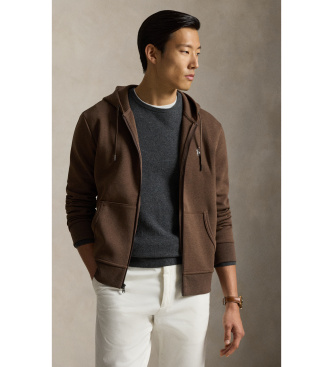 Polo Ralph Lauren para hombre. 710881517091 Sudadera de punto doble y cremallera marrón (S), Casual, Algodón