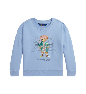 Polo Ralph Lauren para niña. 312971127001 Sudadera de rizo con Polo Bear azul (7años=124/134cm), Algodón, moda infantil