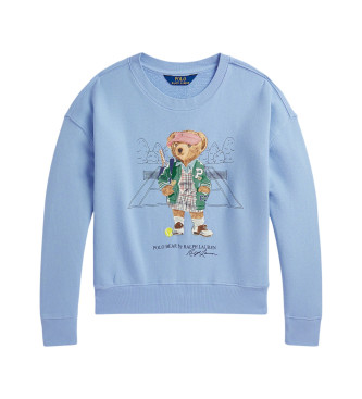 Polo Ralph Lauren para niña. 313971127001 Sudadera de rizo con Polo Bear azul (8Años=130/134cm), Casual, Algodón, Poliéster, moda infantil