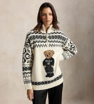 Tröja i ull och kashmir med vit Polo Bear