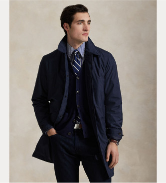 Polo Ralph Lauren para hombre. 710970435001 Abrigo packable repelente al agua marino (L), Casual, Poliéster