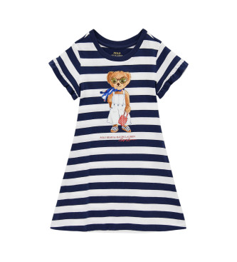 Polo Ralph Lauren para niña. 313965227001 Vestido con Polo bear marino (10Años=136/142cm), Casual, Algodón, Manga corta, moda infantil
