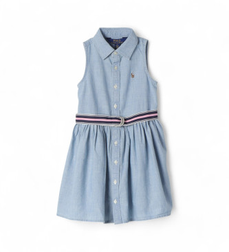 Polo Ralph Lauren para niña. 312934151001 Vestido camisero azul claro (5años=109/116cm), Casual, Algodón, Denim, Sin mangas / Tirantes, moda